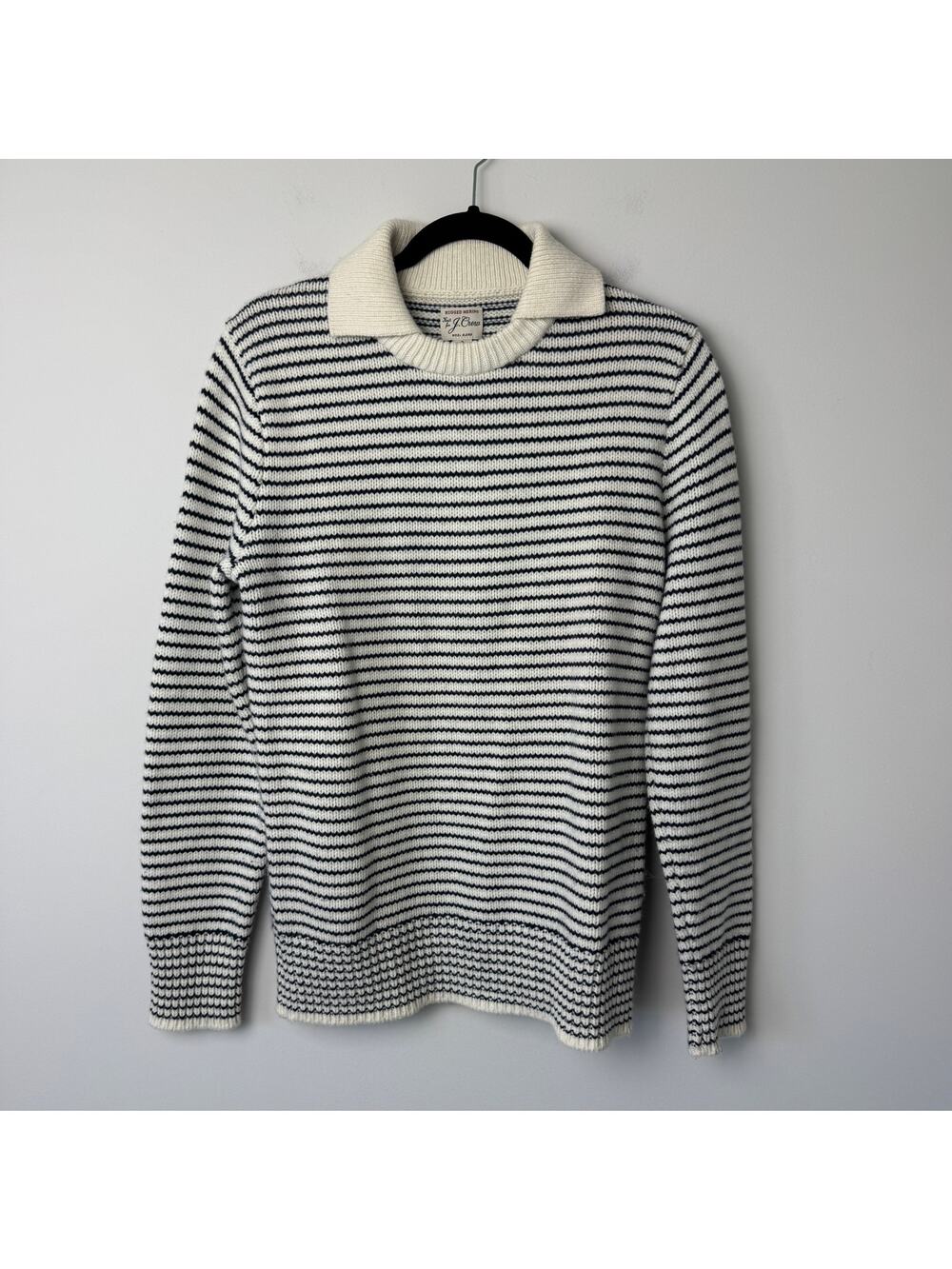 J. Crew Men's Rugged Merino Wool-blend Collared Sweater in Stripe Small